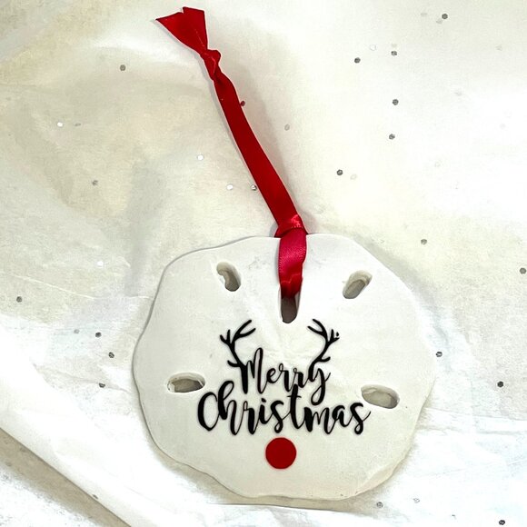 Ceramic Sand Dollar Christmas Ornament-New! - Picture 1 of 3
